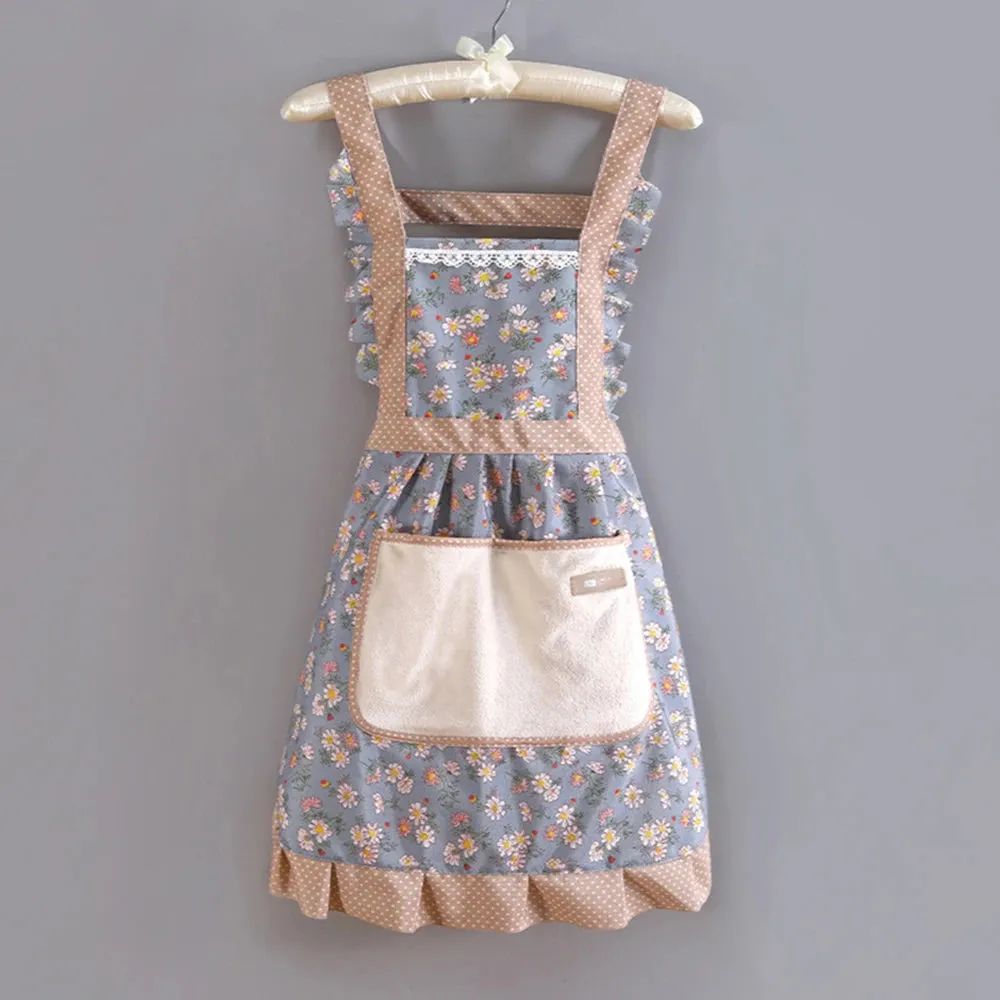 🌸 Kawaii Floral Canvas Apron 🌼 Cute & Breathable for Cooking Fun! 🍳✨