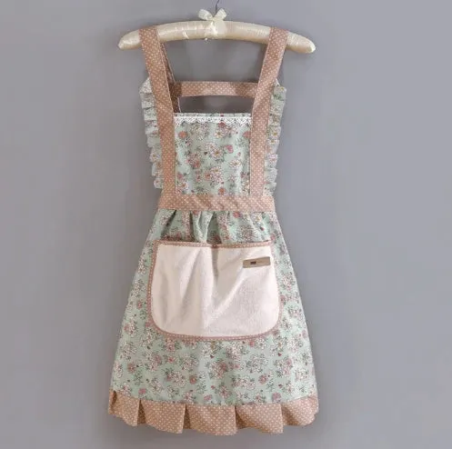 🌸 Kawaii Floral Canvas Apron 🌼 Cute & Breathable for Cooking Fun! 🍳✨