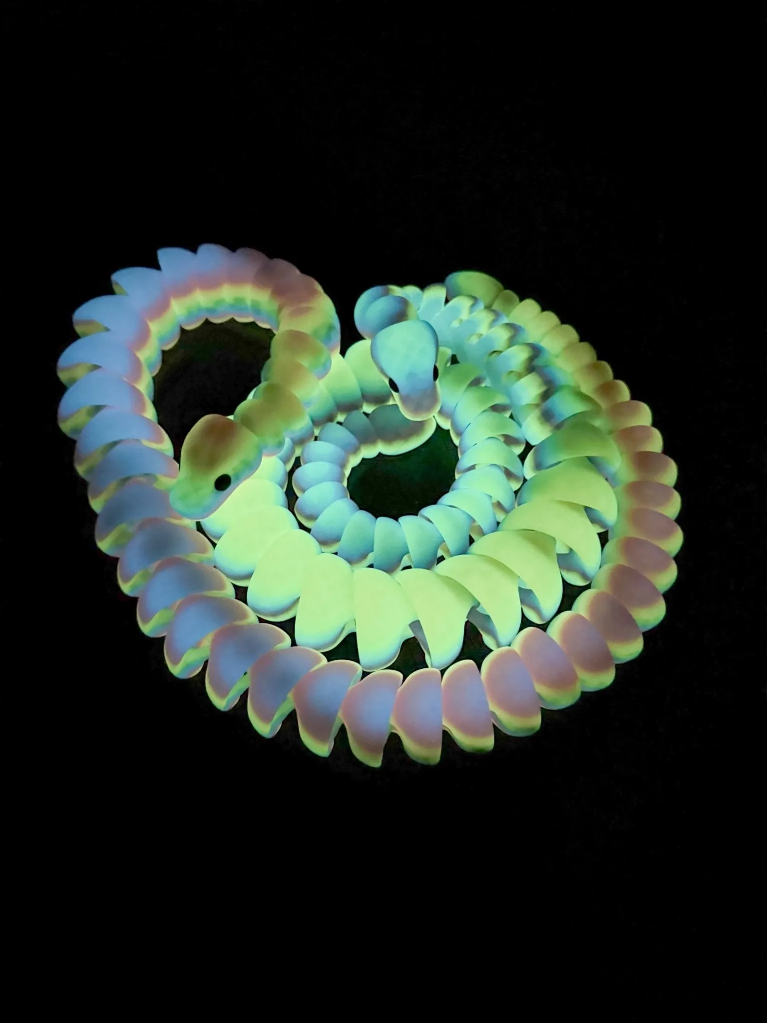 32-Inch Articulated Rainbow Snake – 3D Printed, Glow-in-the-Dark Fidget Toy