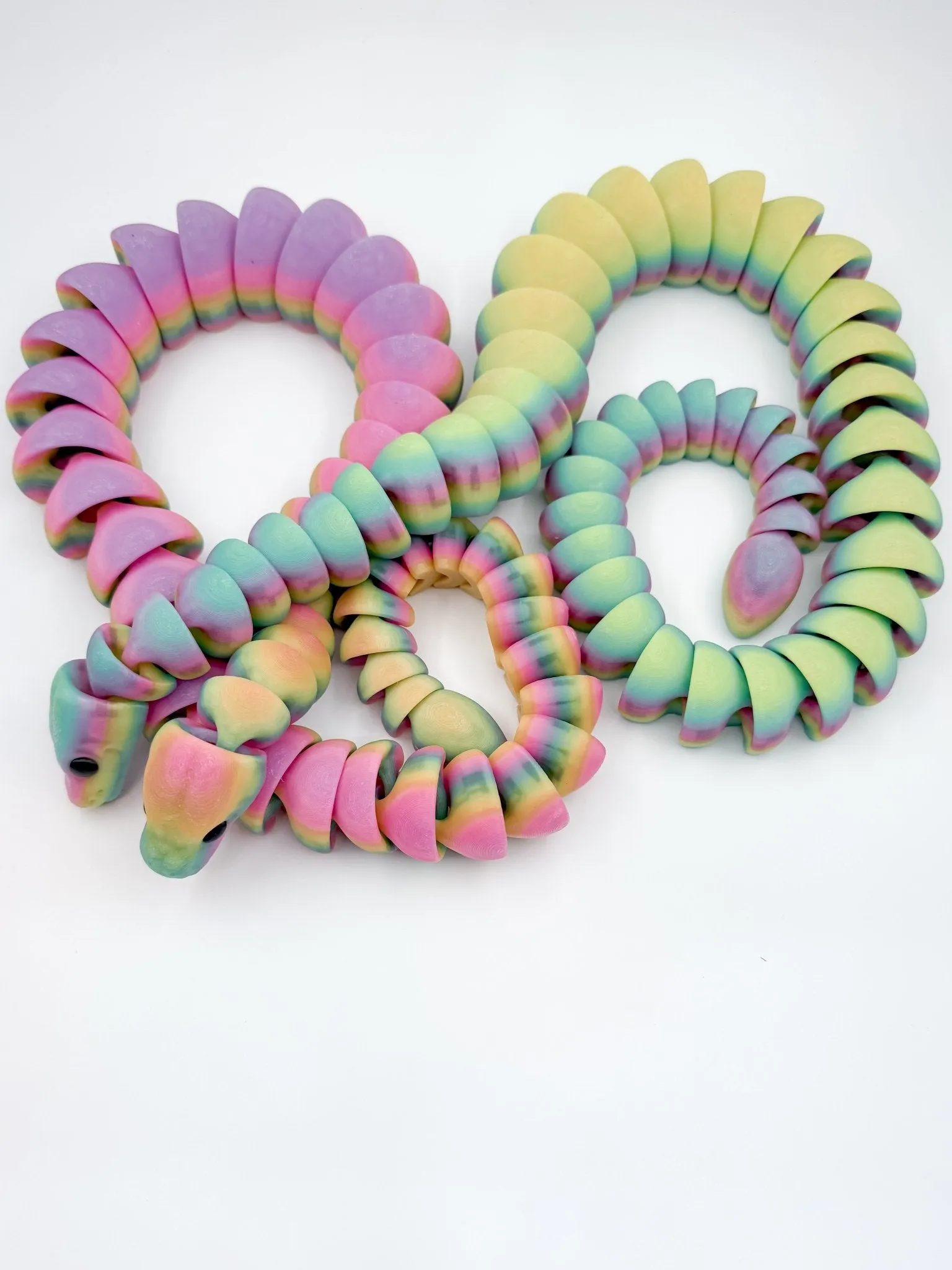 32-Inch Articulated Rainbow Snake – 3D Printed, Glow-in-the-Dark Fidget Toy