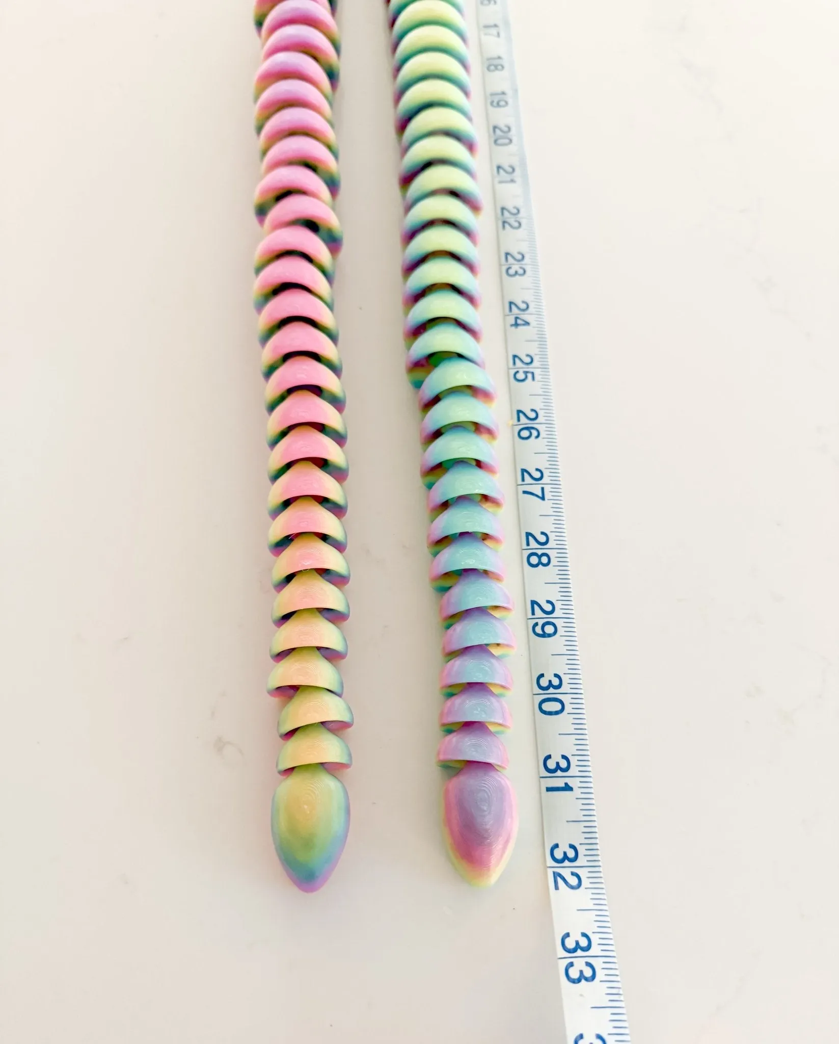 32-Inch Articulated Rainbow Snake – 3D Printed, Glow-in-the-Dark Fidget Toy