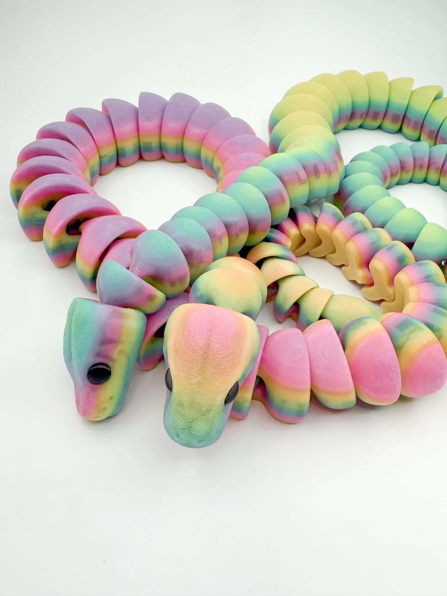 32-Inch Articulated Rainbow Snake – 3D Printed, Glow-in-the-Dark Fidget Toy