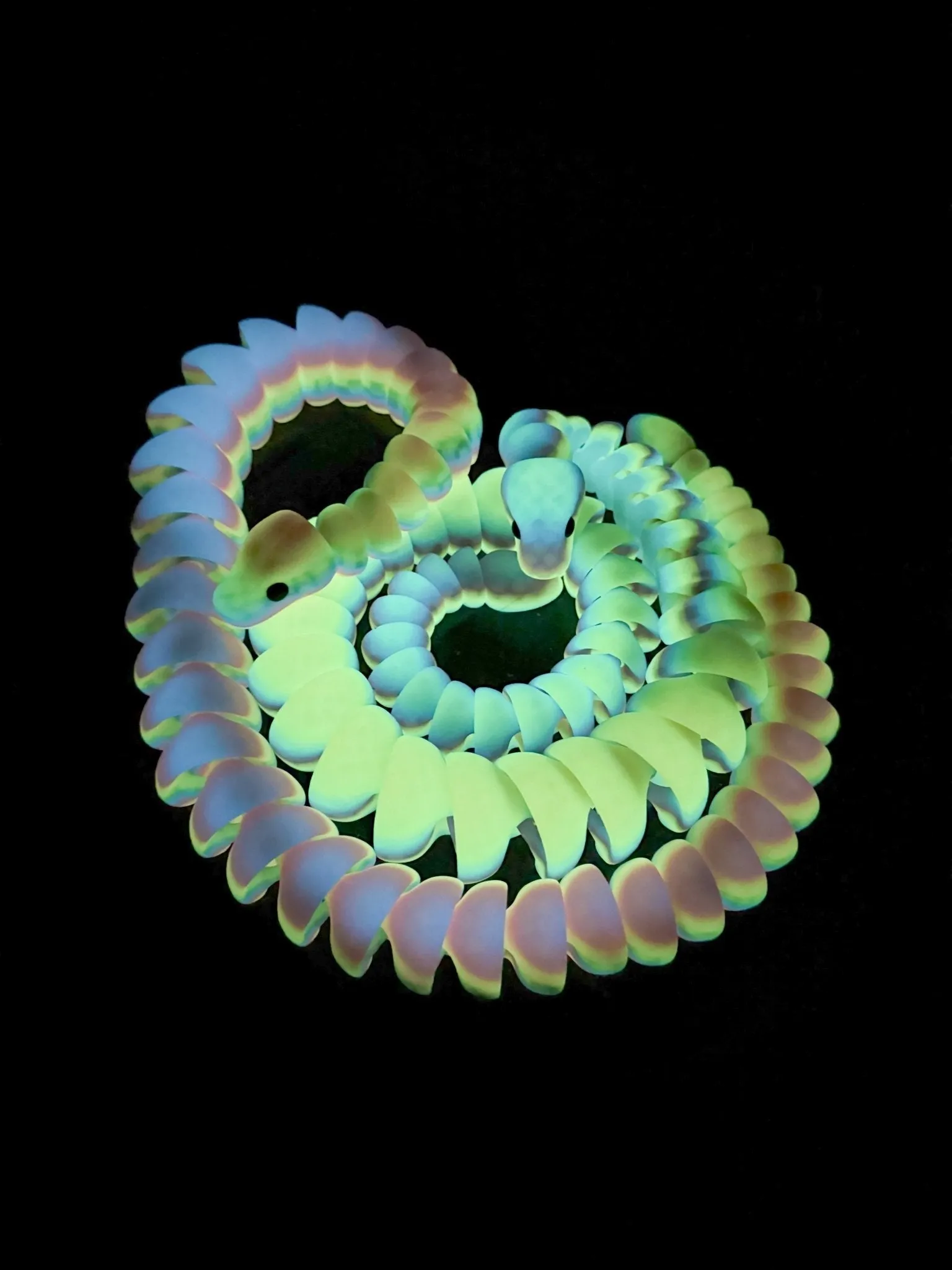 32-Inch Articulated Rainbow Snake – 3D Printed, Glow-in-the-Dark Fidget Toy
