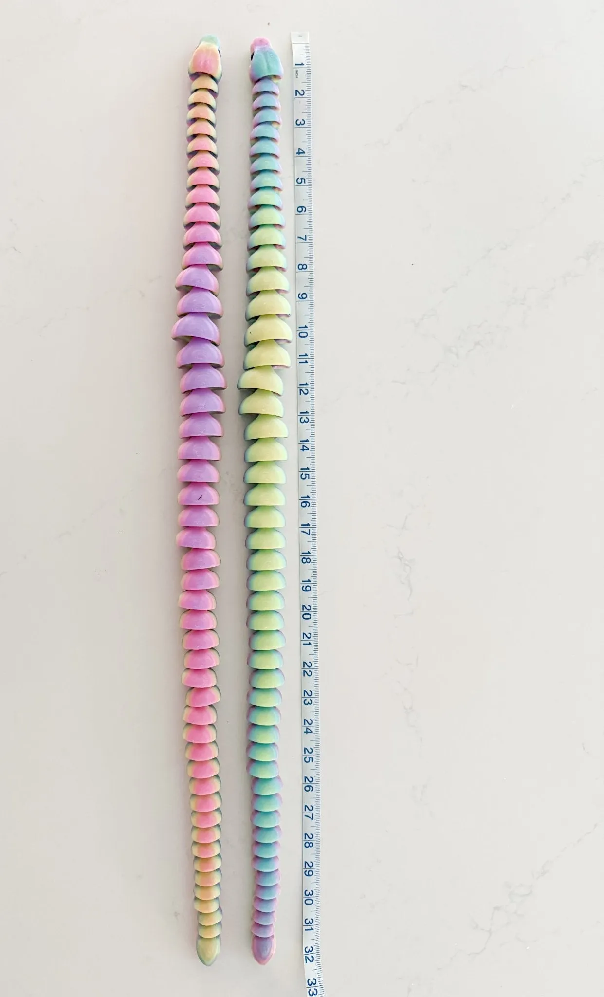 32-Inch Articulated Rainbow Snake – 3D Printed, Glow-in-the-Dark Fidget Toy