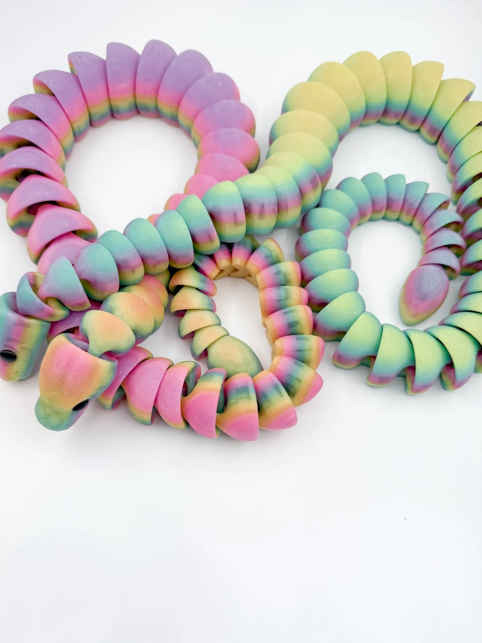 32-Inch Articulated Rainbow Snake – 3D Printed, Glow-in-the-Dark Fidget Toy