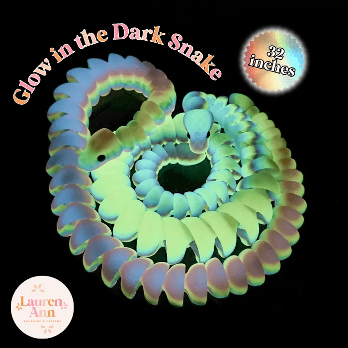 32-Inch Articulated Rainbow Snake – 3D Printed, Glow-in-the-Dark Fidget Toy