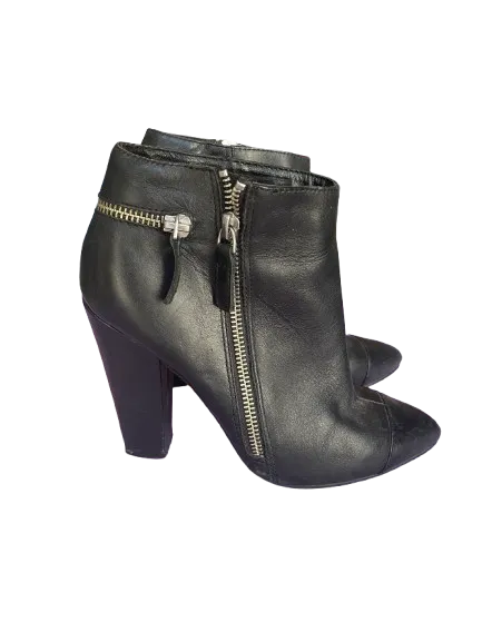 Aldo Black Leather Ankle Boots