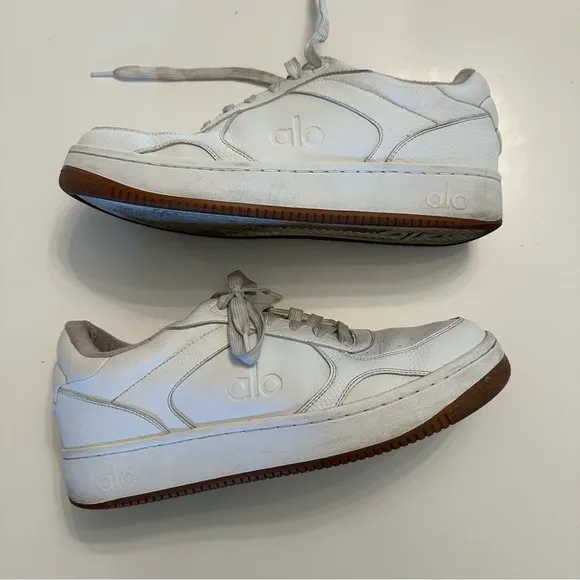Alo White Sneakers with Tan Sole