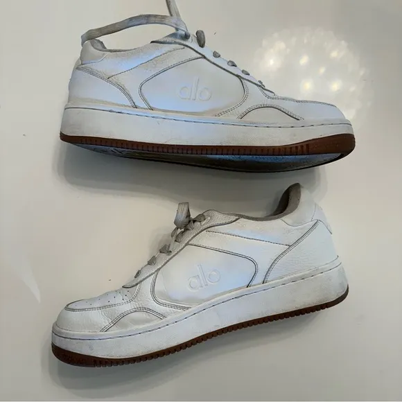 Alo White Sneakers with Tan Sole