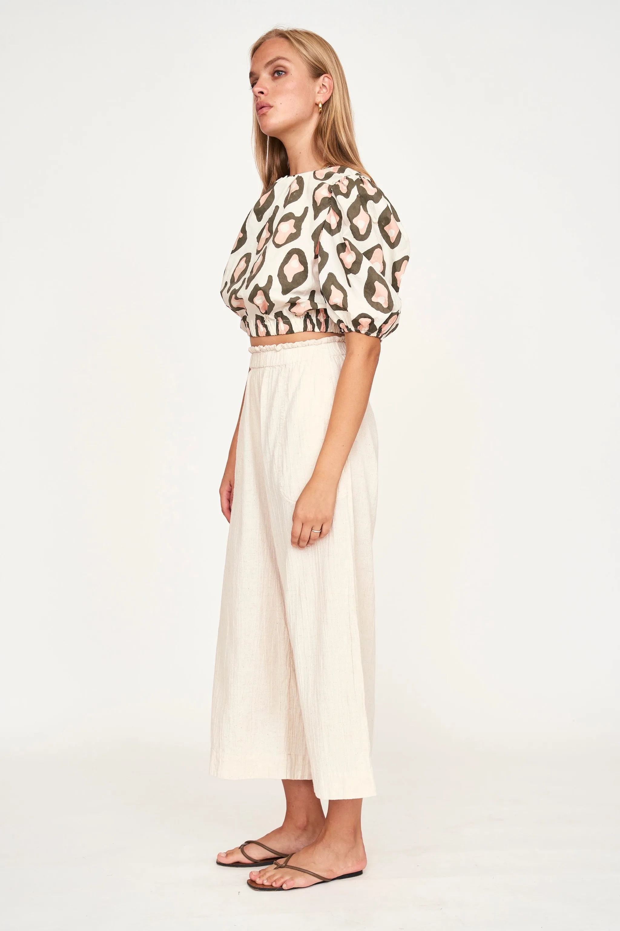 Andaman Bubble Top in Oyster Print