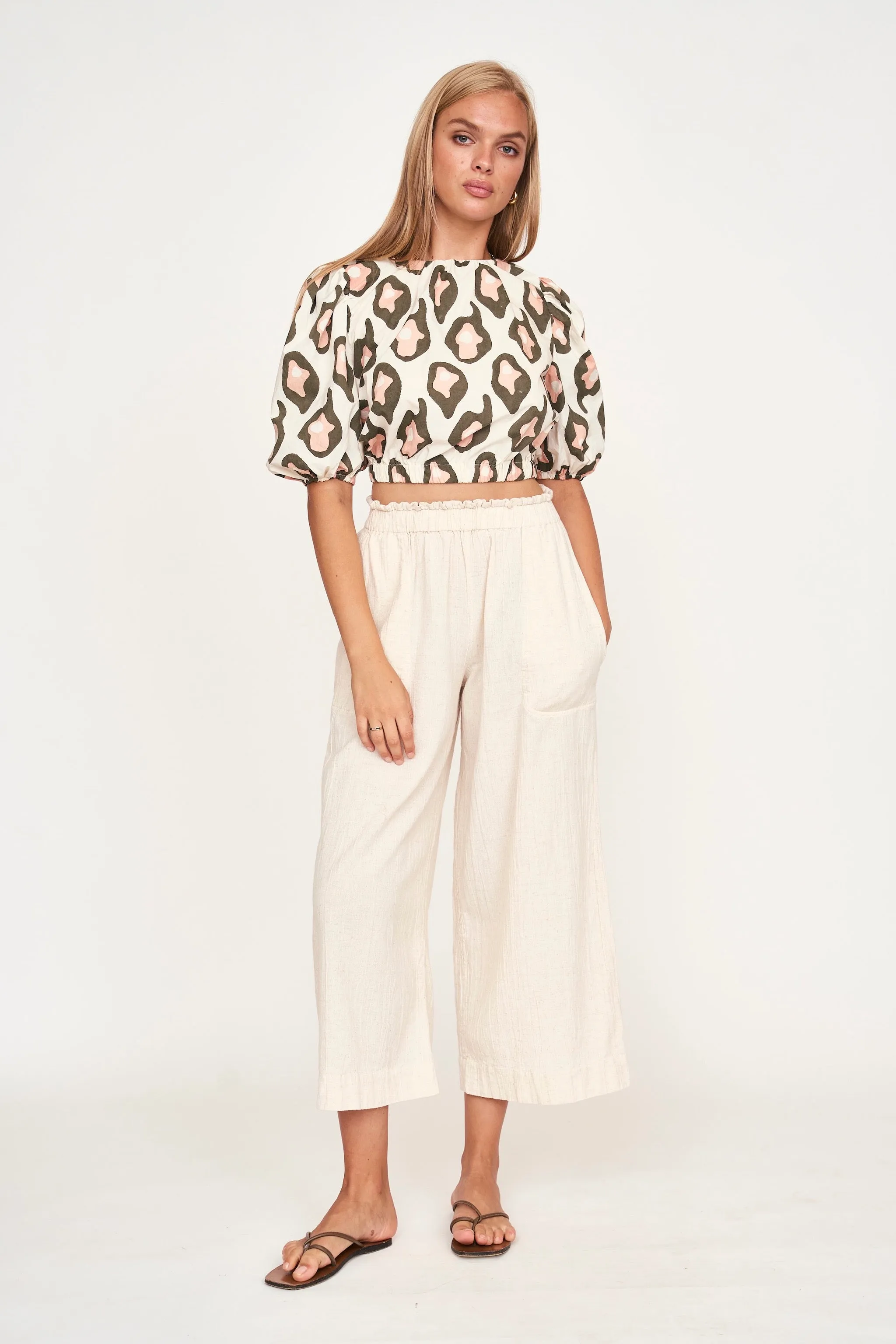 Andaman Bubble Top in Oyster Print