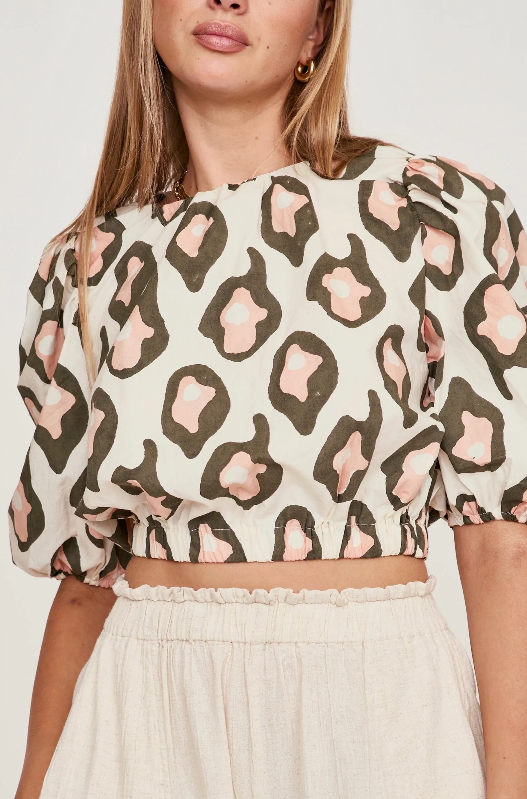 Andaman Bubble Top in Oyster Print