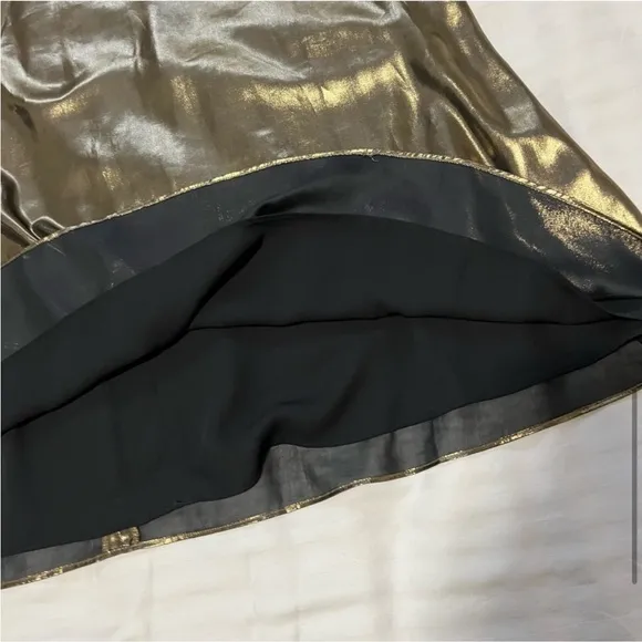 Aritzia Wilfred Gold Foil Satin Midi Slip Skirt Metallic Gold size 0