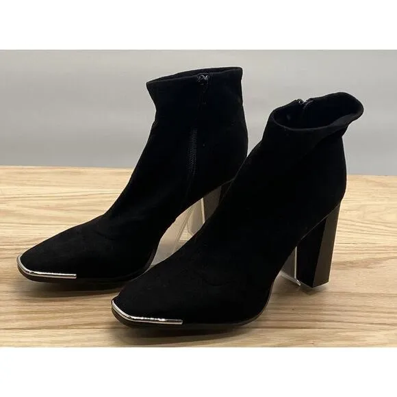 BCBGeneration Women’s Anlico Suede Block Heel Bootie Black Sz 9.5