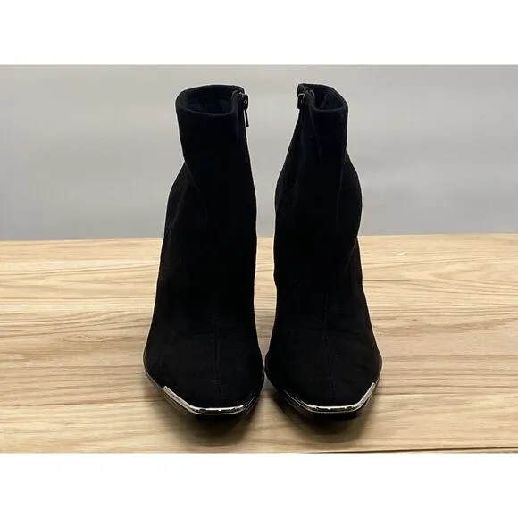 BCBGeneration Women’s Anlico Suede Block Heel Bootie Black Sz 9.5