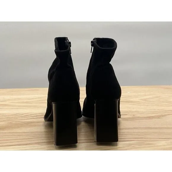 BCBGeneration Women’s Anlico Suede Block Heel Bootie Black Sz 9.5