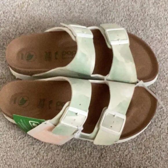 Birkenstock Papillio Arizona Platform Watercolor Khaki, Size US 8-8.5 EU 39) NWT