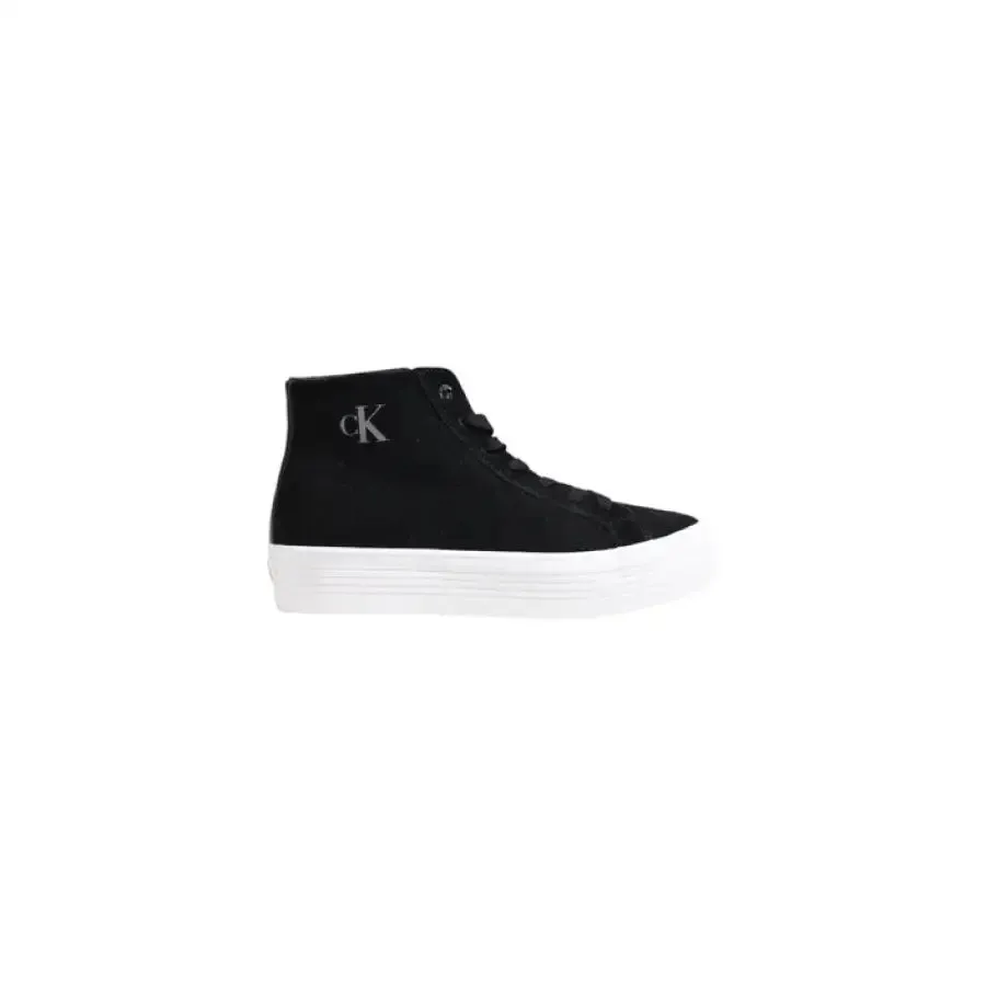 Black High Top Sneaker With White Platform Sole