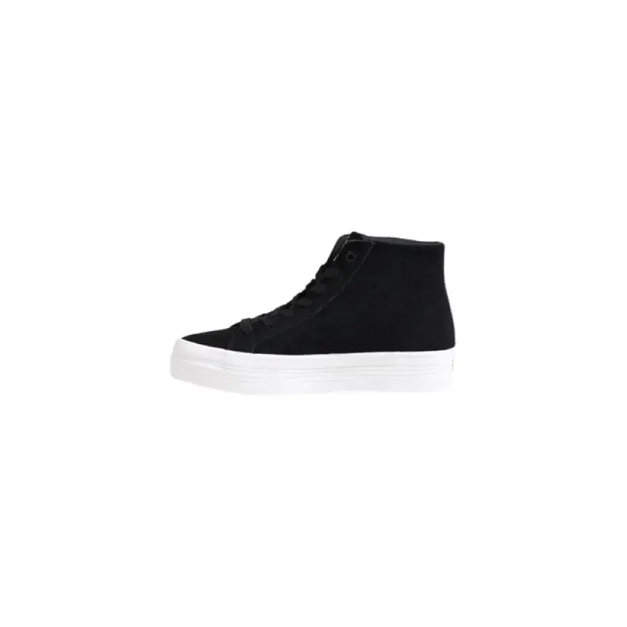 Black High Top Sneaker With White Platform Sole