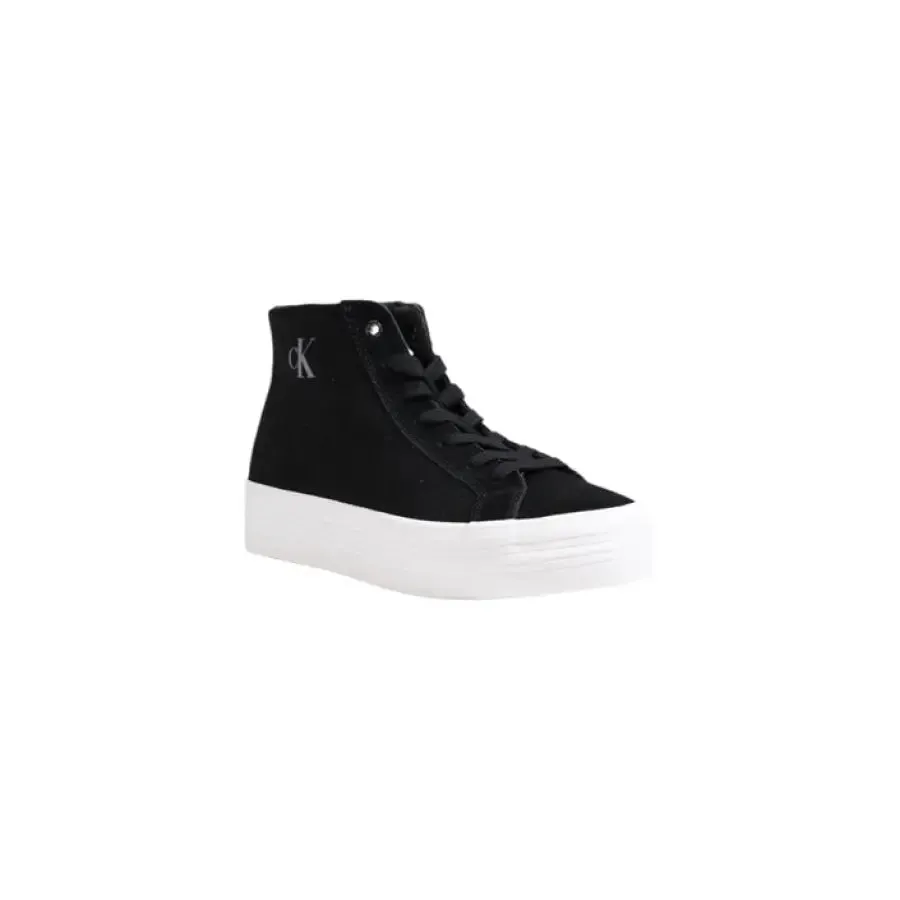 Black High Top Sneaker With White Platform Sole
