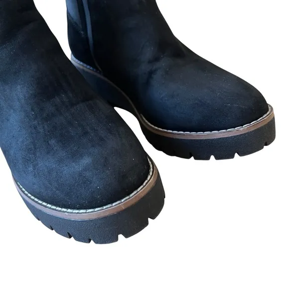 BLONDO DANIKA BLACK NUBUCK BOOTS 7M WATERPROOF ANKLE ZIP LUG SOLE EDGY CASUAL