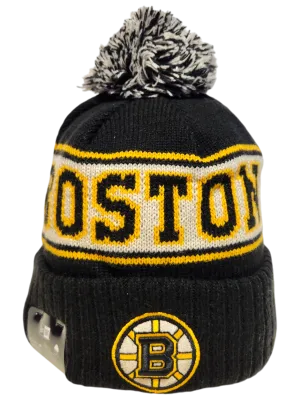Boston Bruins Retro Knit Fleece Lined Pom Toque
