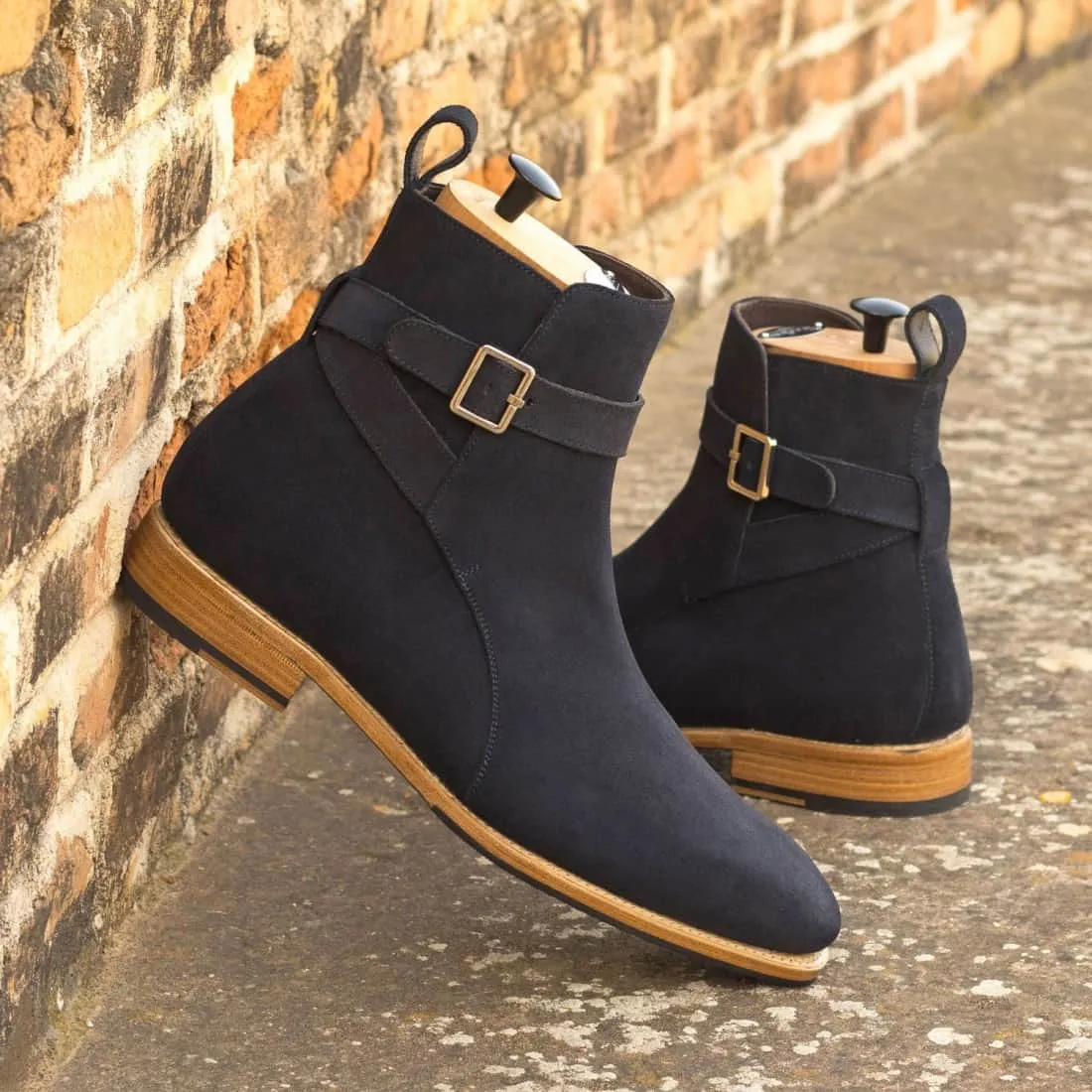 Bottines Jodhpur en daim bleu marine