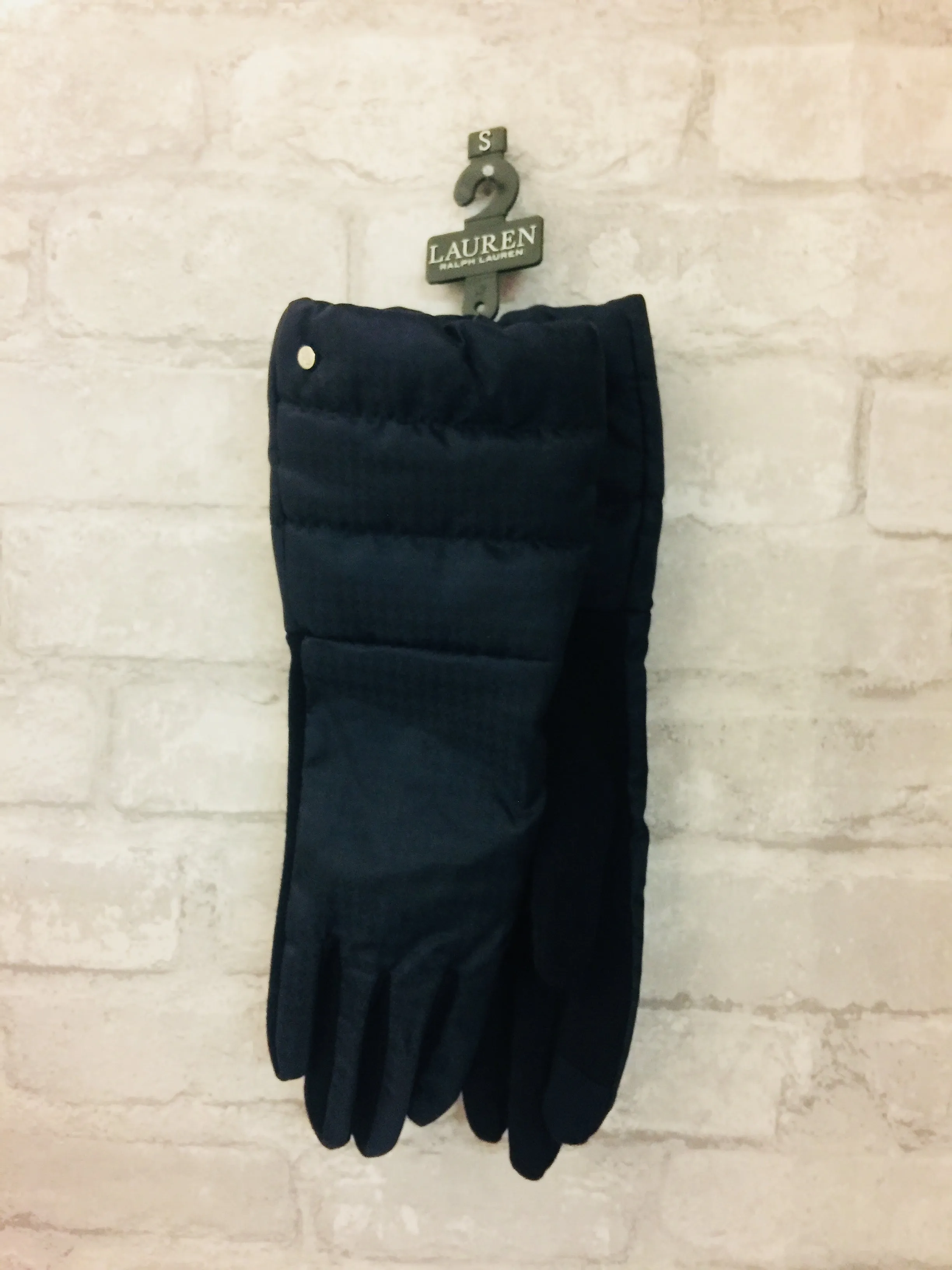 Brand new Women's LAUREN Ralph Lauren Navy Nylon touch screen Gloves fleece lined Sz S! Nordstrom Item! Retails $60 