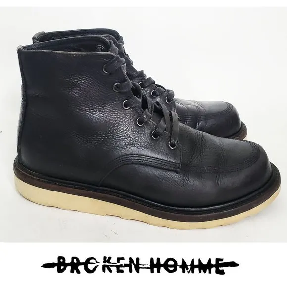 Broken Homme Mens JAIME BOOT BLACK Leather VINTAGE USA 9