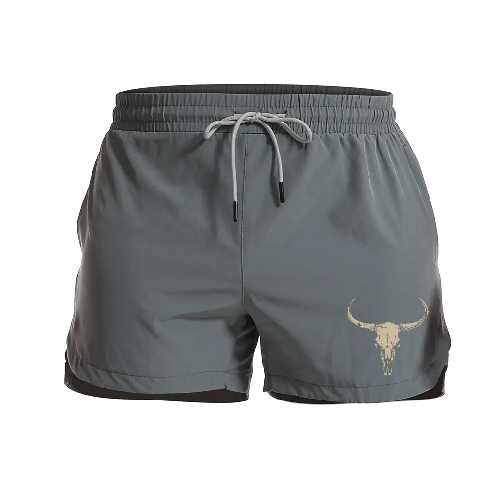 Bull Skull Graphic Shorts