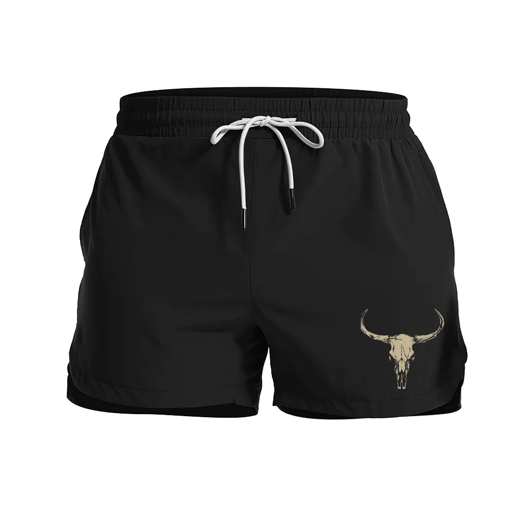 Bull Skull Graphic Shorts