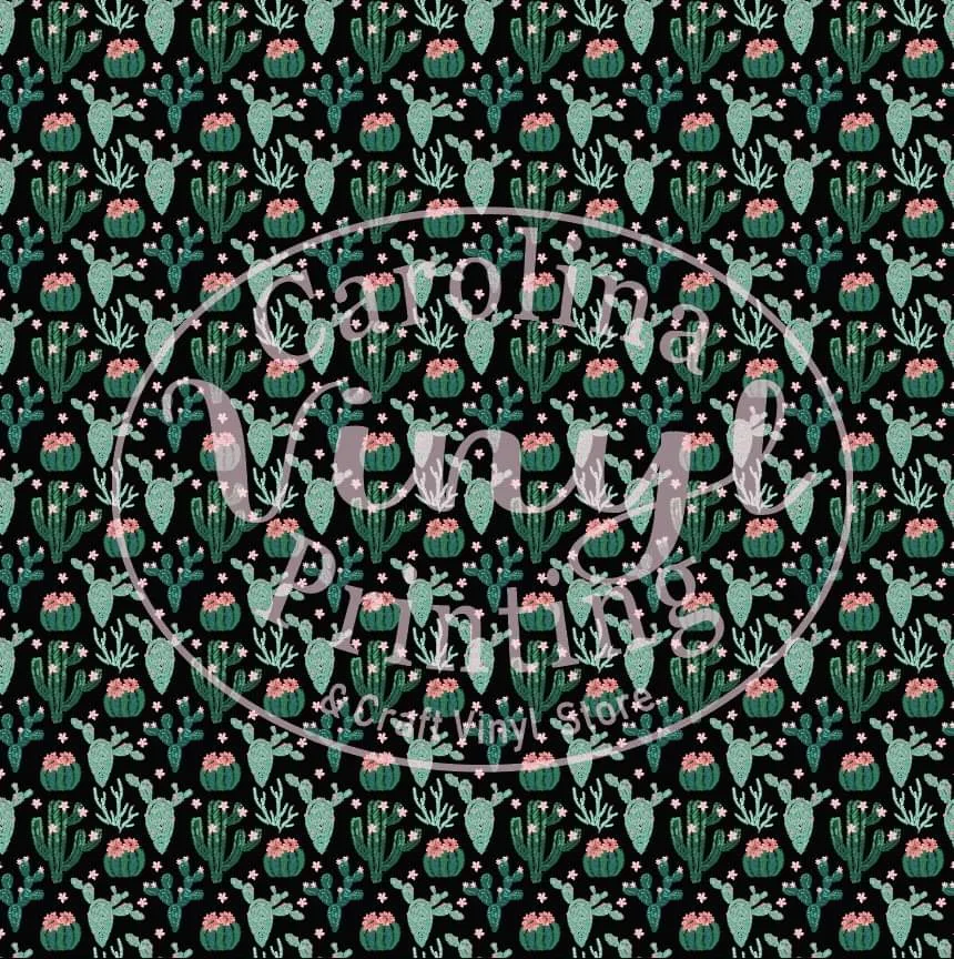 Cactus on black Printed Vinyl