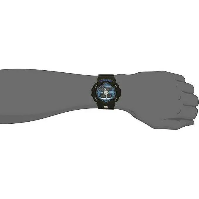 CASIO G-SHOCK BLACK RUBBER STRAP ANALOG DIGITAL BLUE DIAL MEN WATCH GA-710-1A2JF
