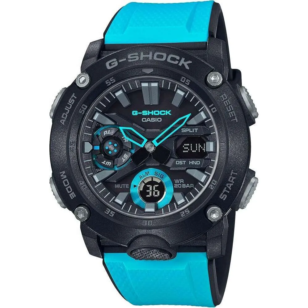 CASIO G-SHOCK CARBON CORE GUARD ANALOG DIGITAL BLUE MEN WATCH GA-2000-1A2JF