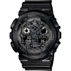 CASIO G-SHOCK DAY-DATE ANALOG DIGITAL DIAL ALL BLACK MEN WATCH GA-100CF-1AJF