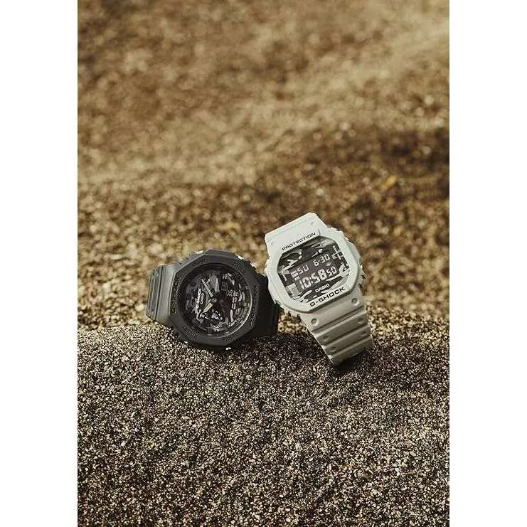 CASIO G-SHOCK DIAL CAMO UTILITY GREY ANALOG DIGITAL MEN WATCH GA-2100CA-8AJF
