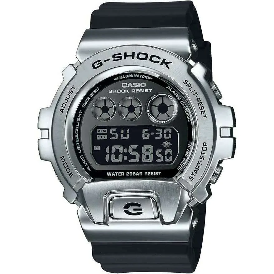 CASIO G-SHOCK METAL COVERED DIGITAL BLACK & SILVER MEN WATCH GM-6900U-1JF
