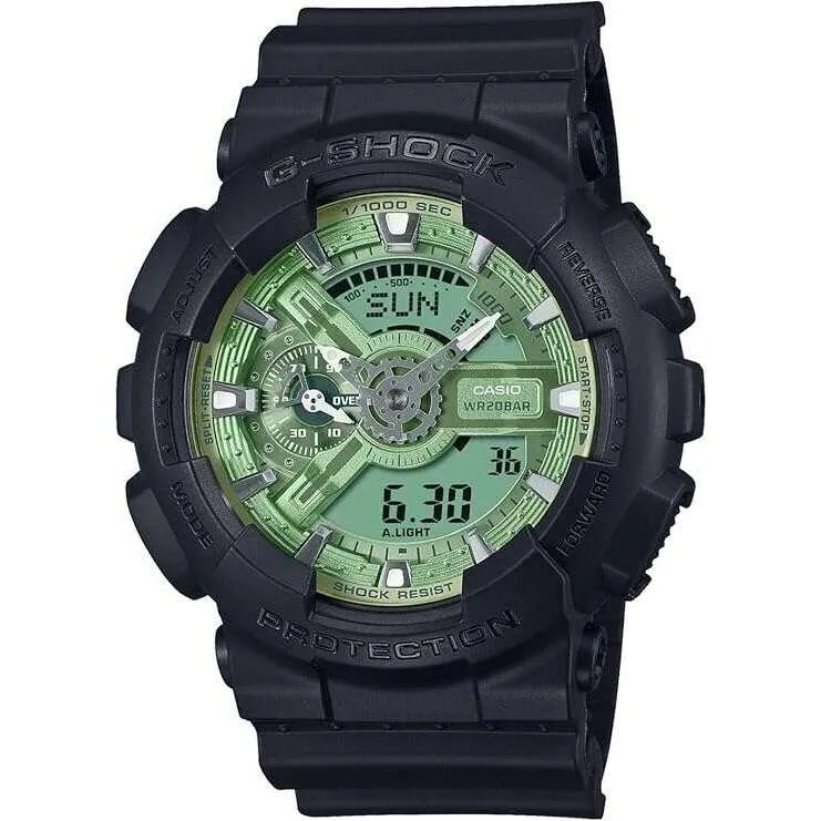 CASIO G-SHOCK METALLIC COLOR DIAL SERIES BLACK & SAGE GREEN MEN WATCH GA-110CD-1A3JF