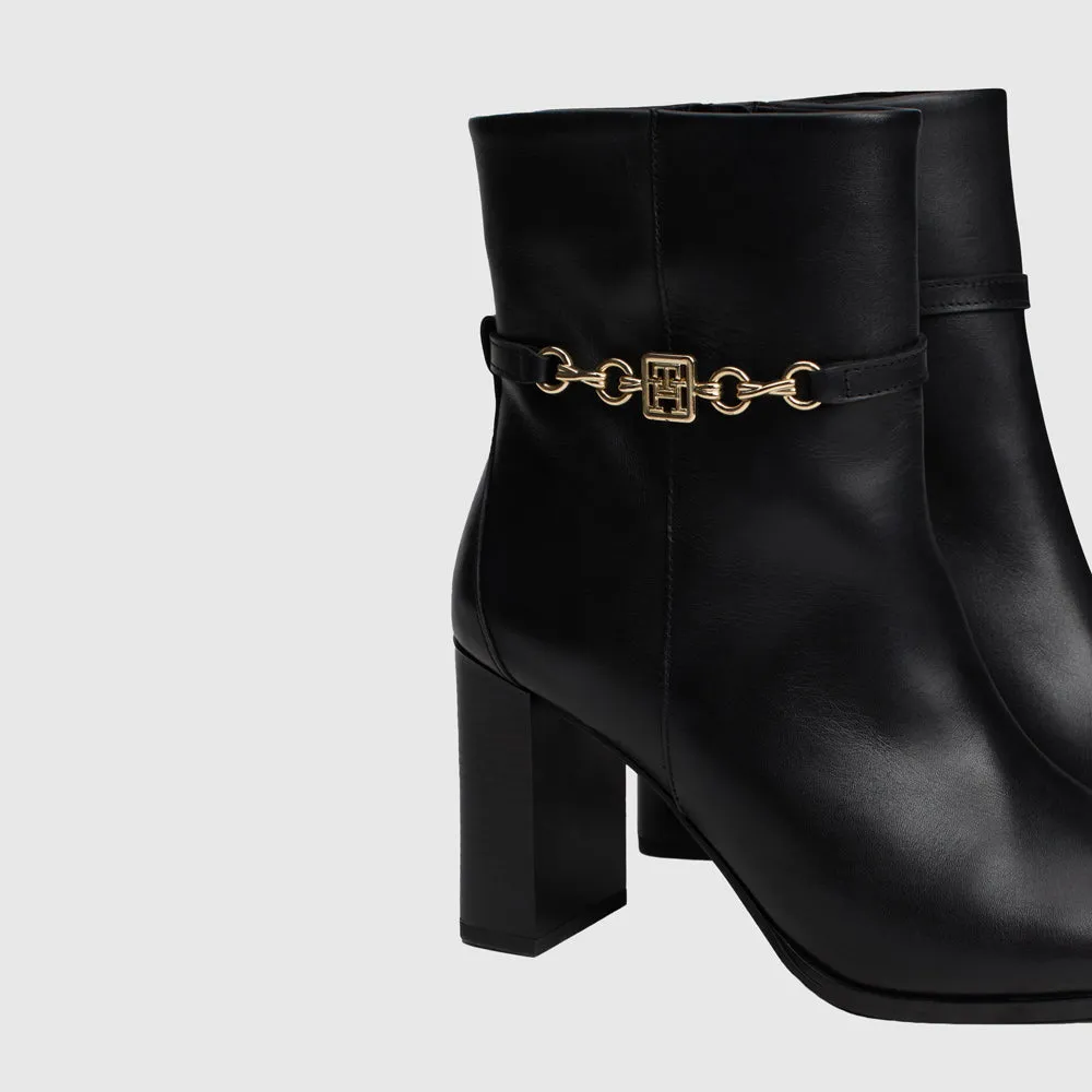 Chain High Heel Bootie - Black