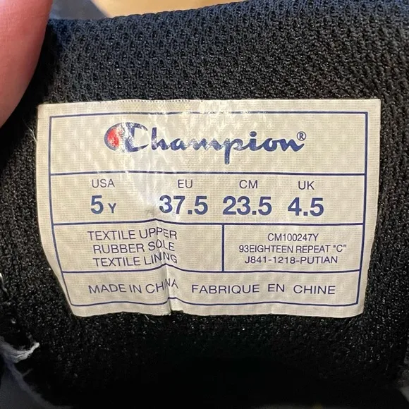 Champion 93 Eighteen &quot;Repeat C&quot; Logo White/Black Sneakers Youth 5