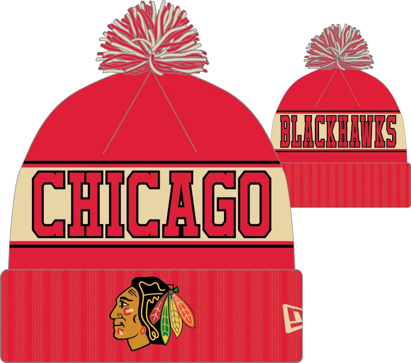 Chicago Blackhawks Retro Knit Fleece Lined Pom Toque