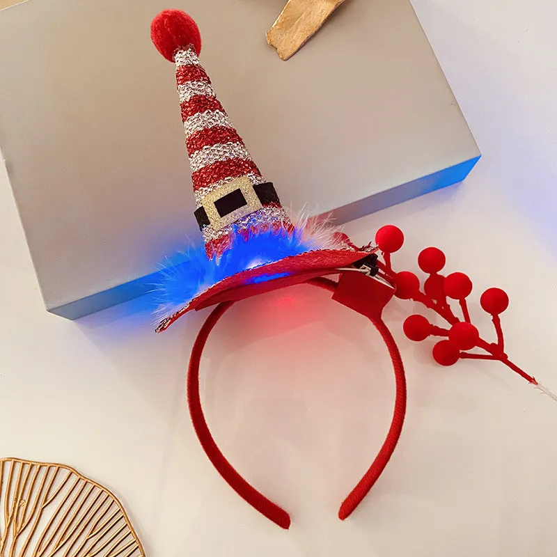 Christmas Tree Headband Hat with LED String Lights