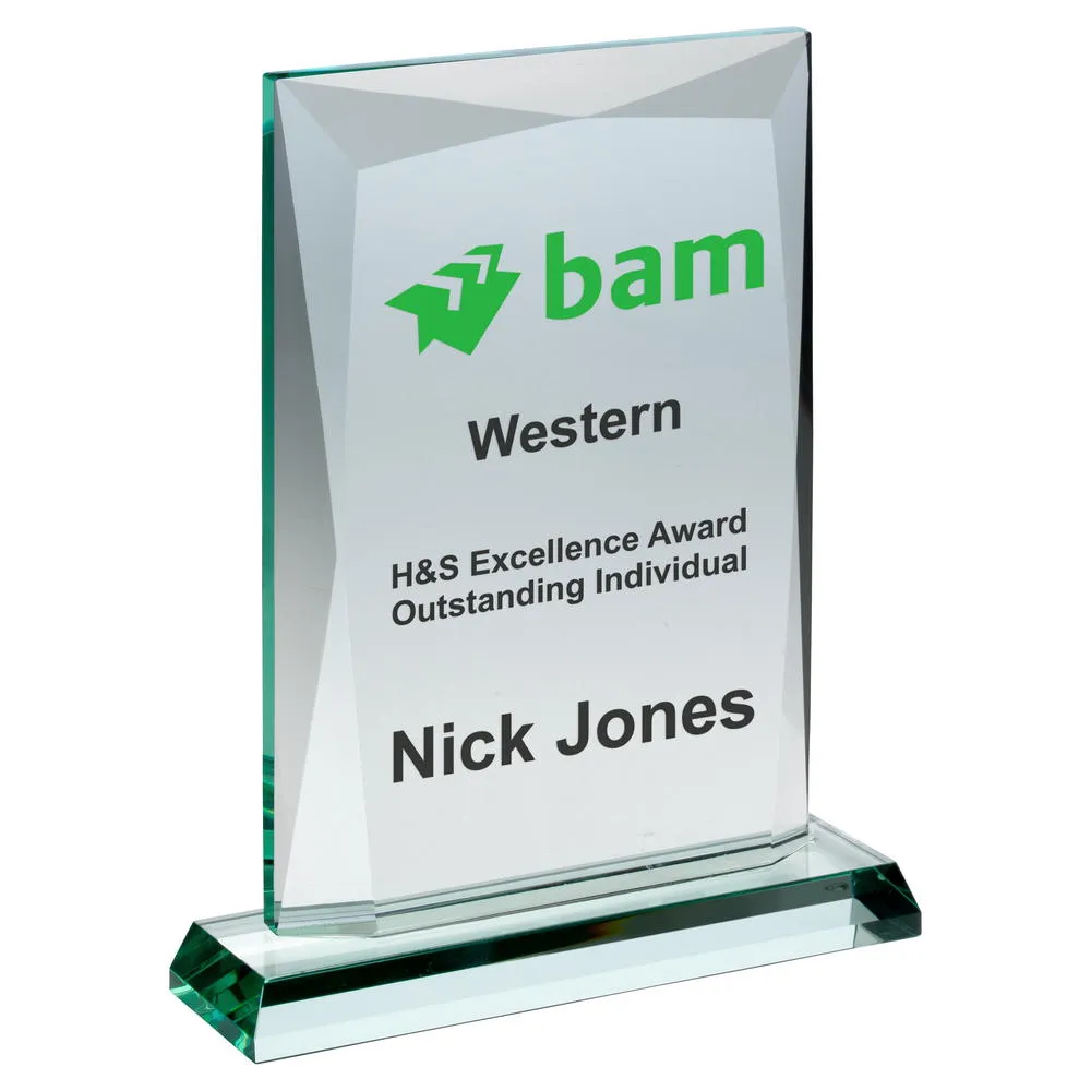 Chunky Jade Glass Rectangle Plaque Award