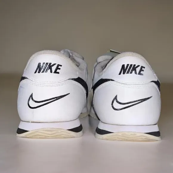 Classic Retro Youth Nike Cortez White With Black Swoosh Sneakers, Size 6.5Y