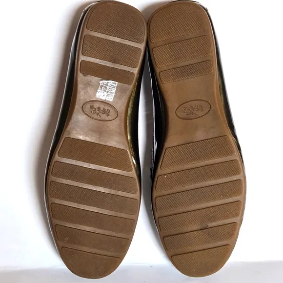 Coach metallic olive green slip on loafer size 6with gold hardware