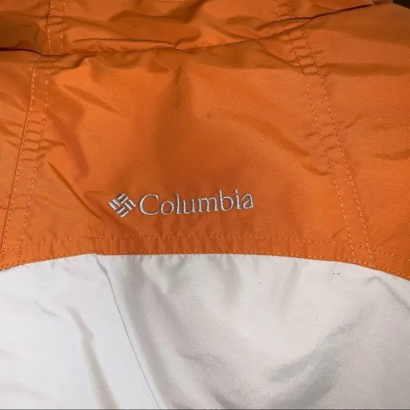 Columbia Orange &amp; White Fleece Lined Hooded Coat size Small