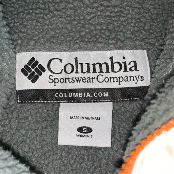 Columbia Orange &amp; White Fleece Lined Hooded Coat size Small