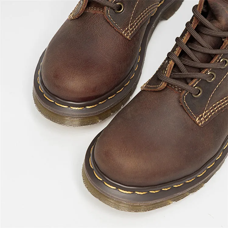 Crazy Horse Leather Women's Boots Vintage Goodyear Sewing Shoes