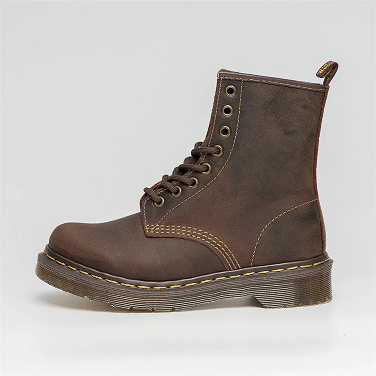 Crazy Horse Leather Women's Boots Vintage Goodyear Sewing Shoes