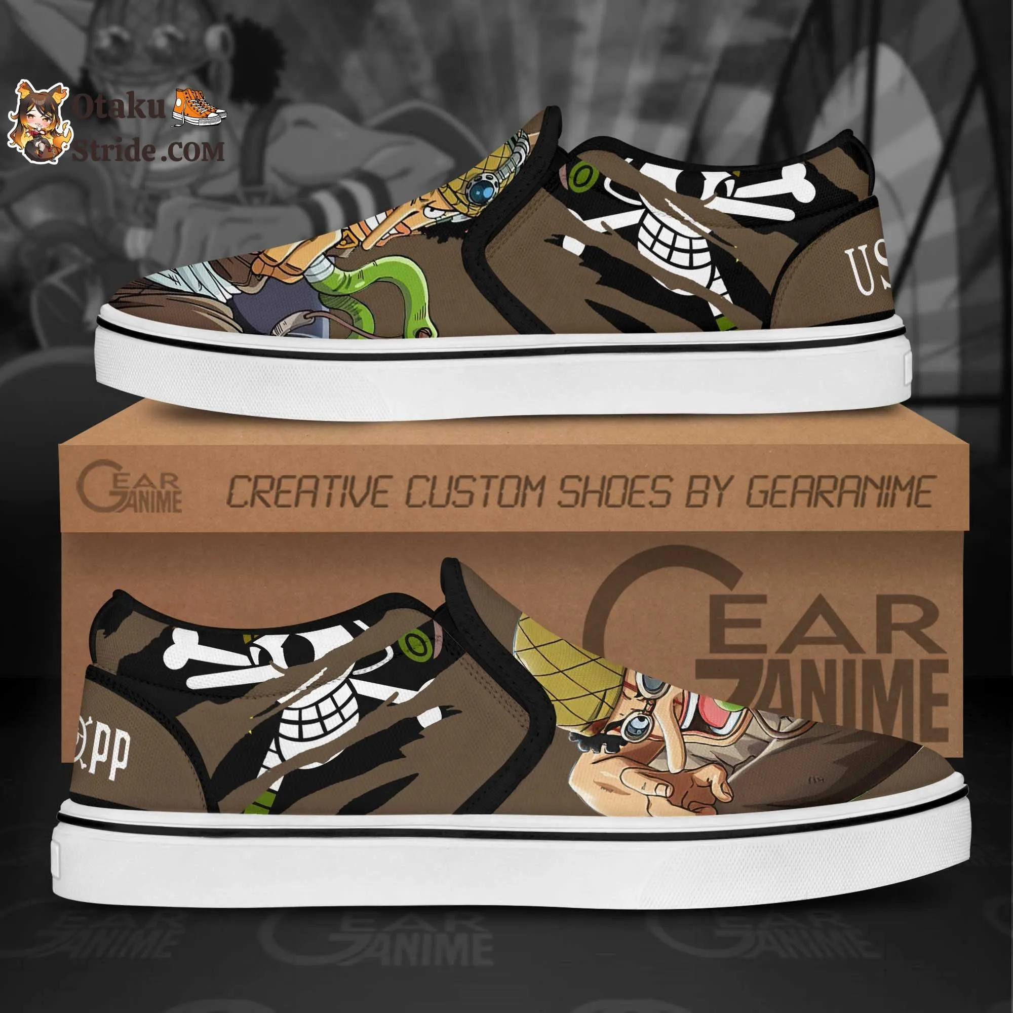 Custom One Piece Anime Slip On Sneakers – Usopp Inspired Shoes